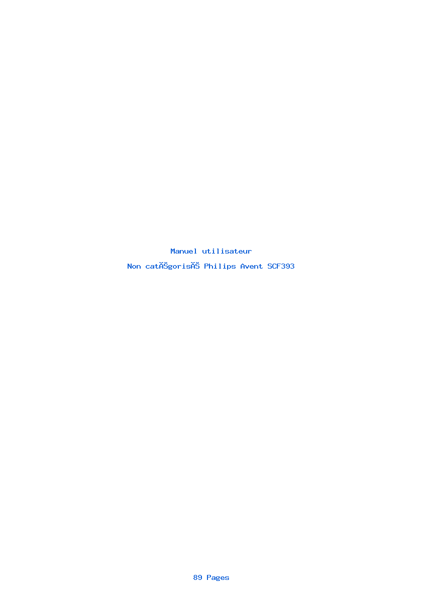 Image de la première page du manuel de l'appareil Avent SCF393