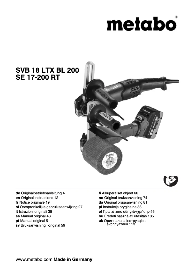 Page 1 de la notice Manuel utilisateur Metabo SE 17-200 RT