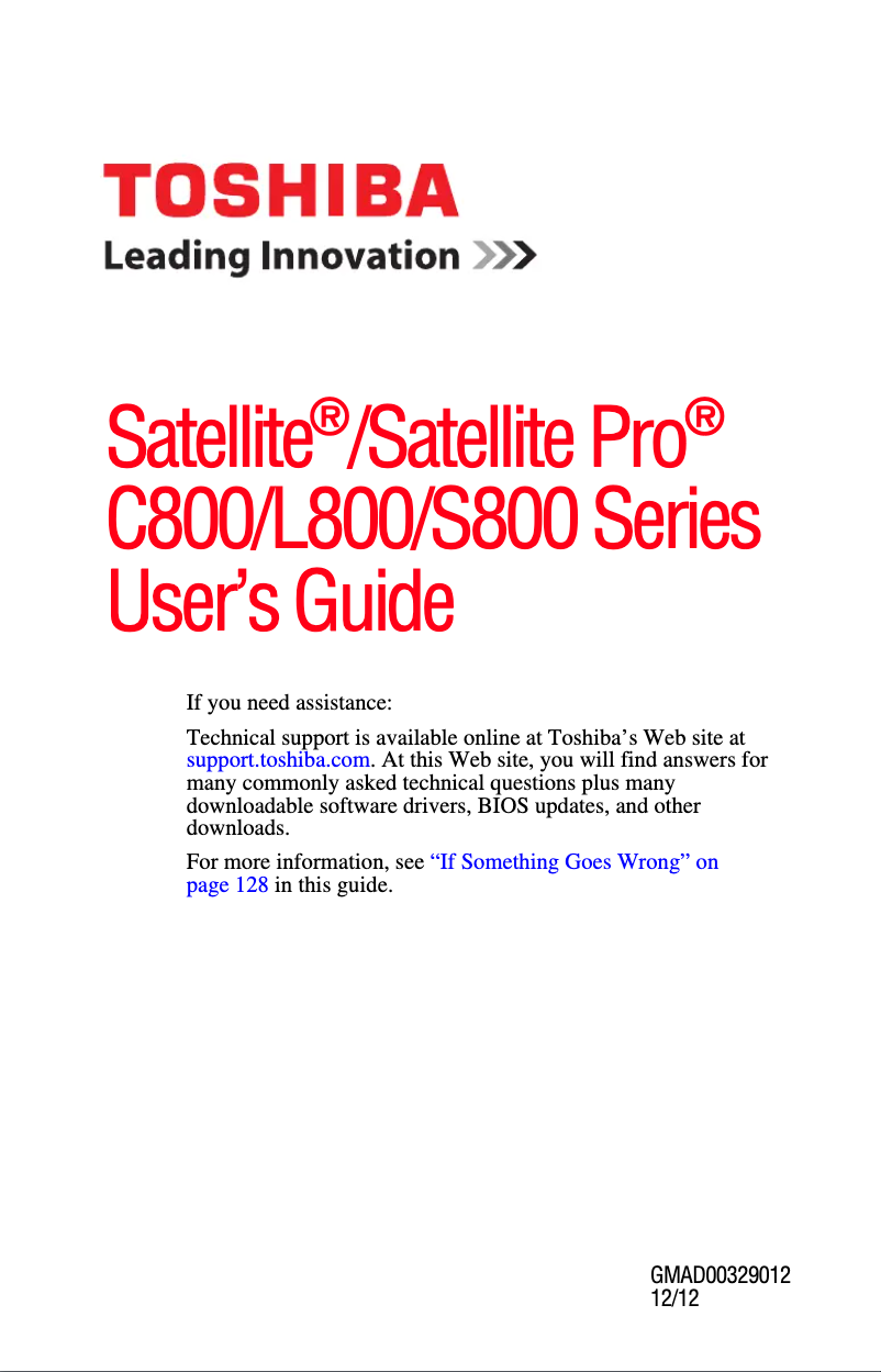 Page 1 de la notice Manuel utilisateur Toshiba C855D-S5307