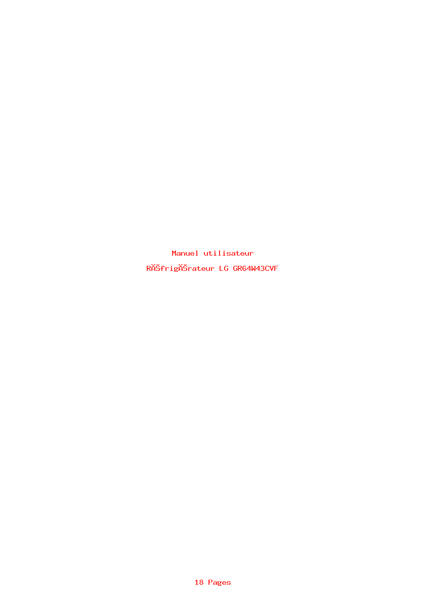 Page 1 de la notice Manuel utilisateur LG GR64W43CVF