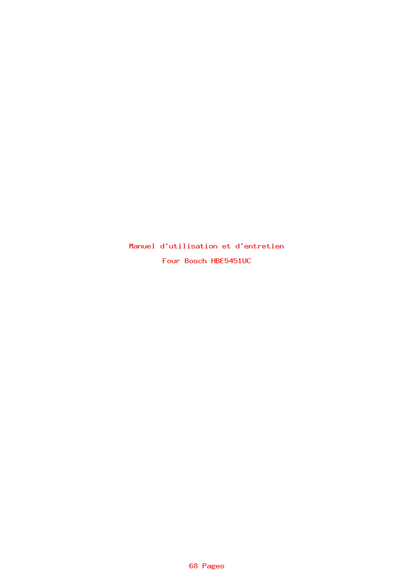 Page 1 de la notice Manuel d'utilisation et d'entretien Bosch HBE5451UC