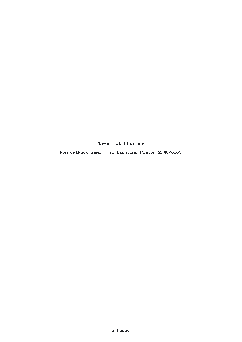 Page 1 de la notice Manuel utilisateur Trio Lighting Platon 274670205