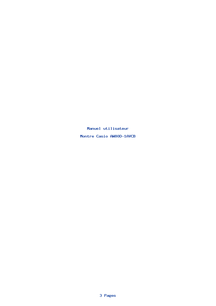 Page 1 de la notice Manuel utilisateur Casio AW80D-1AVCB
