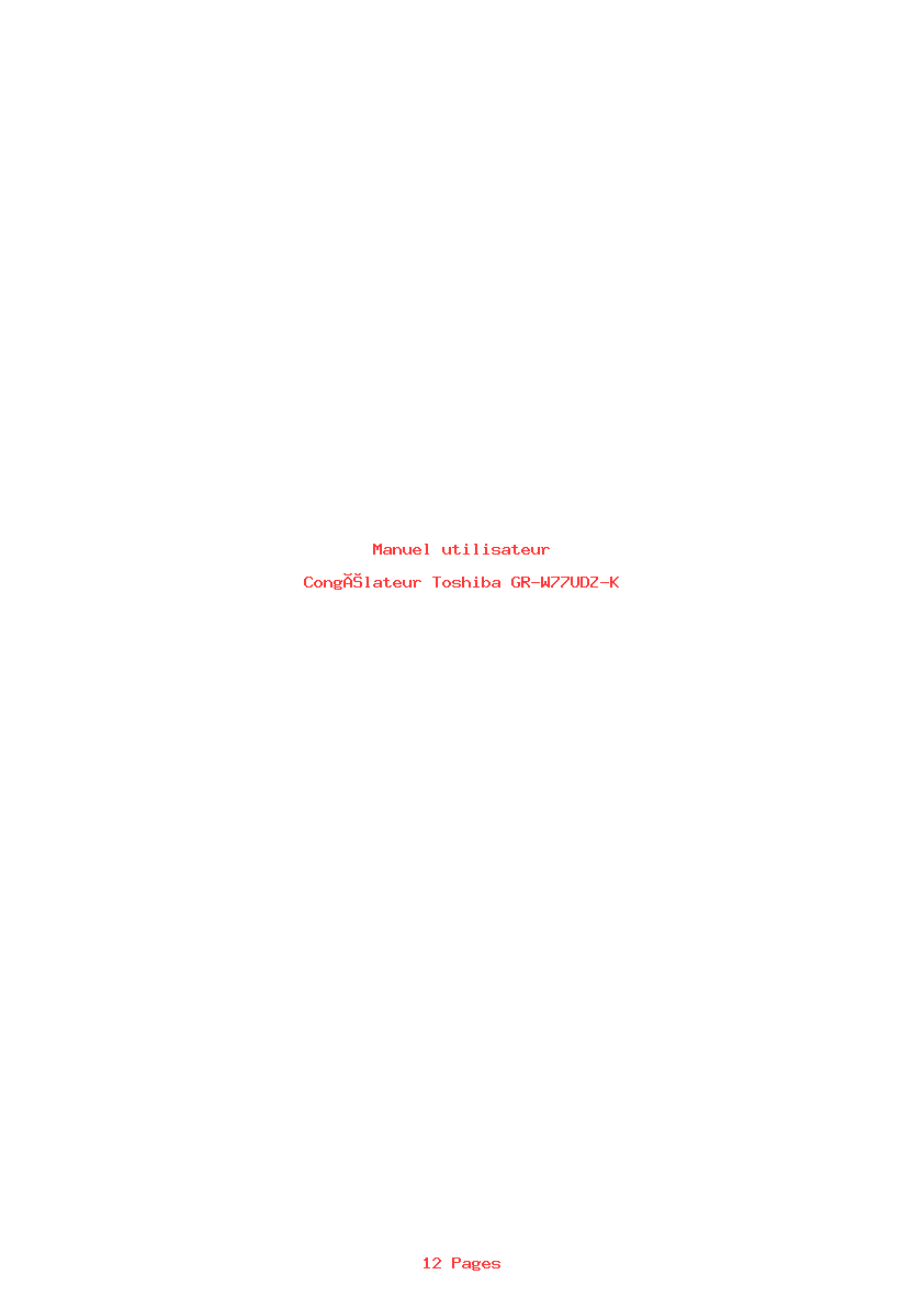 Page 1 de la notice Manuel utilisateur Toshiba GR-W77UDZ-K