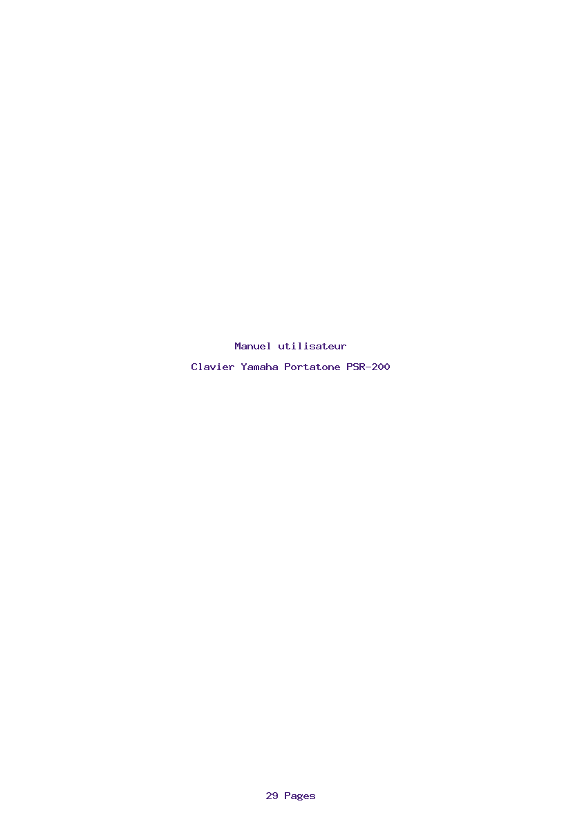 Page 1 de la notice Manuel utilisateur Yamaha Portatone PSR-200