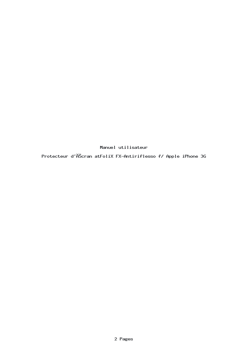 Page 1 de la notice Manuel utilisateur atFoliX FX-Antiriflesso f/ Apple iPhone 3G