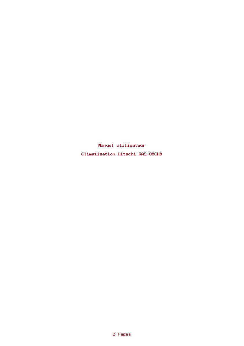 Page 1 de la notice Manuel utilisateur Hitachi RAS-08CH8
