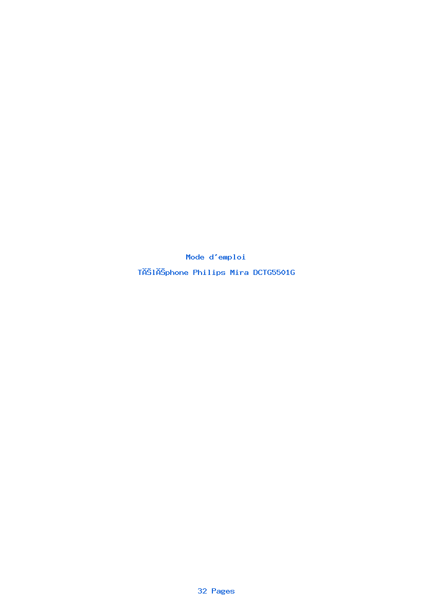 Page 1 de la notice Mode d'emploi Philips Mira DCTG5501G
