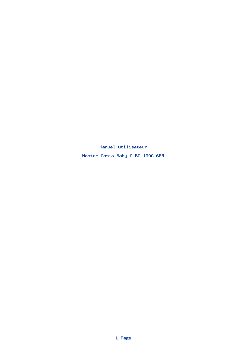 Page 1 de la notice Manuel utilisateur Casio Baby-G BG-169G-6ER