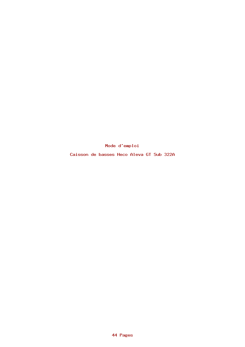 Page 1 de la notice Mode d'emploi Heco Aleva GT Sub 322A