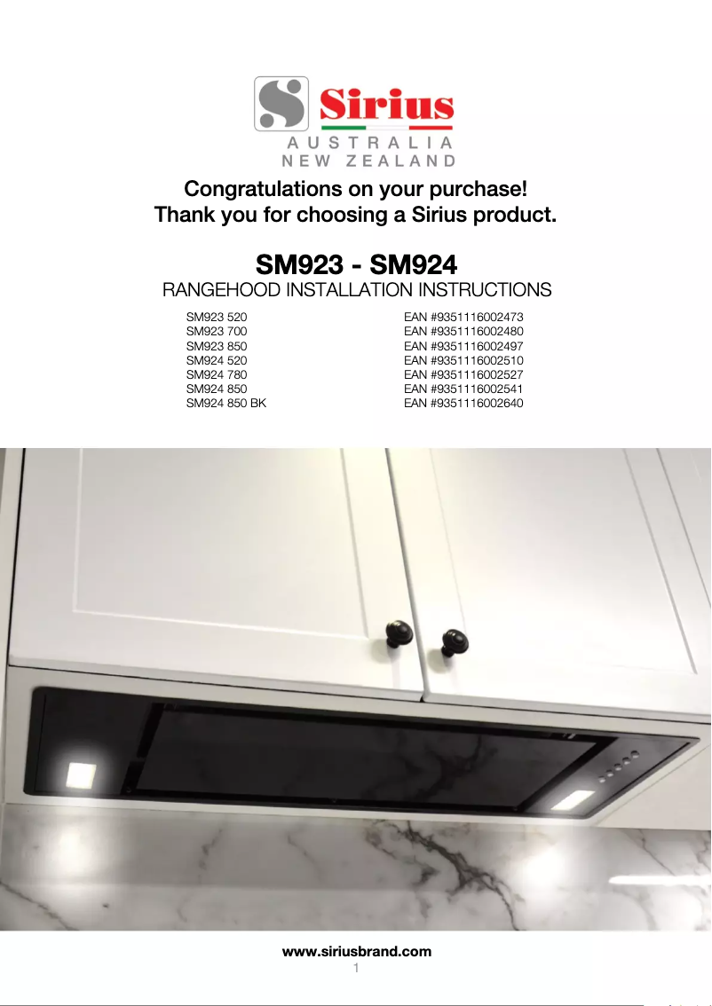 Page 1 de la notice Manuel utilisateur Sirius SM923 850