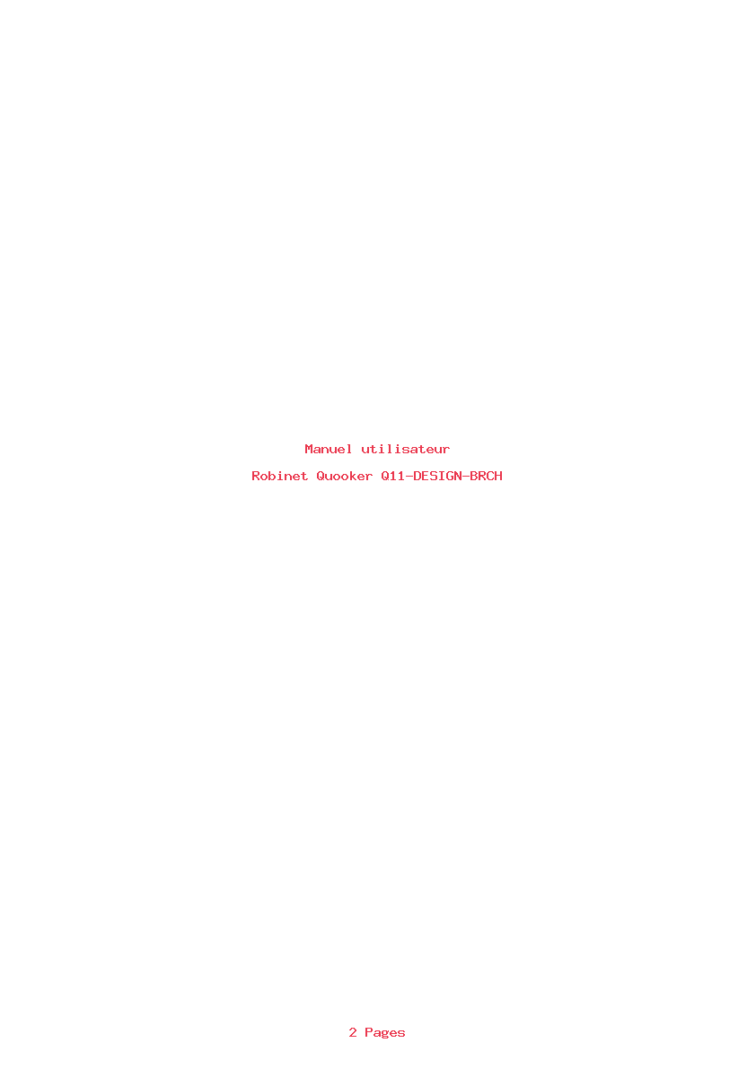 Page 1 de la notice Manuel utilisateur Quooker Q11-DESIGN-BRCH