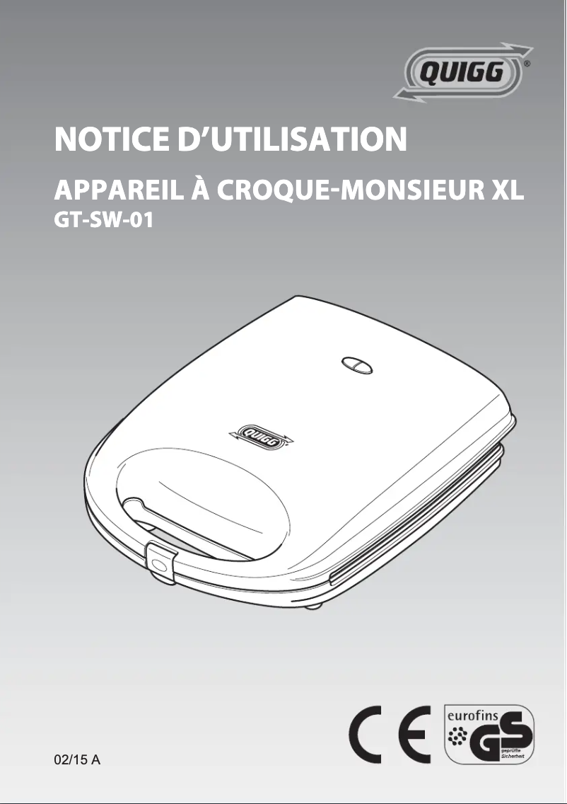 Page 1 de la notice Manuel utilisateur Quigg GT-SW-01