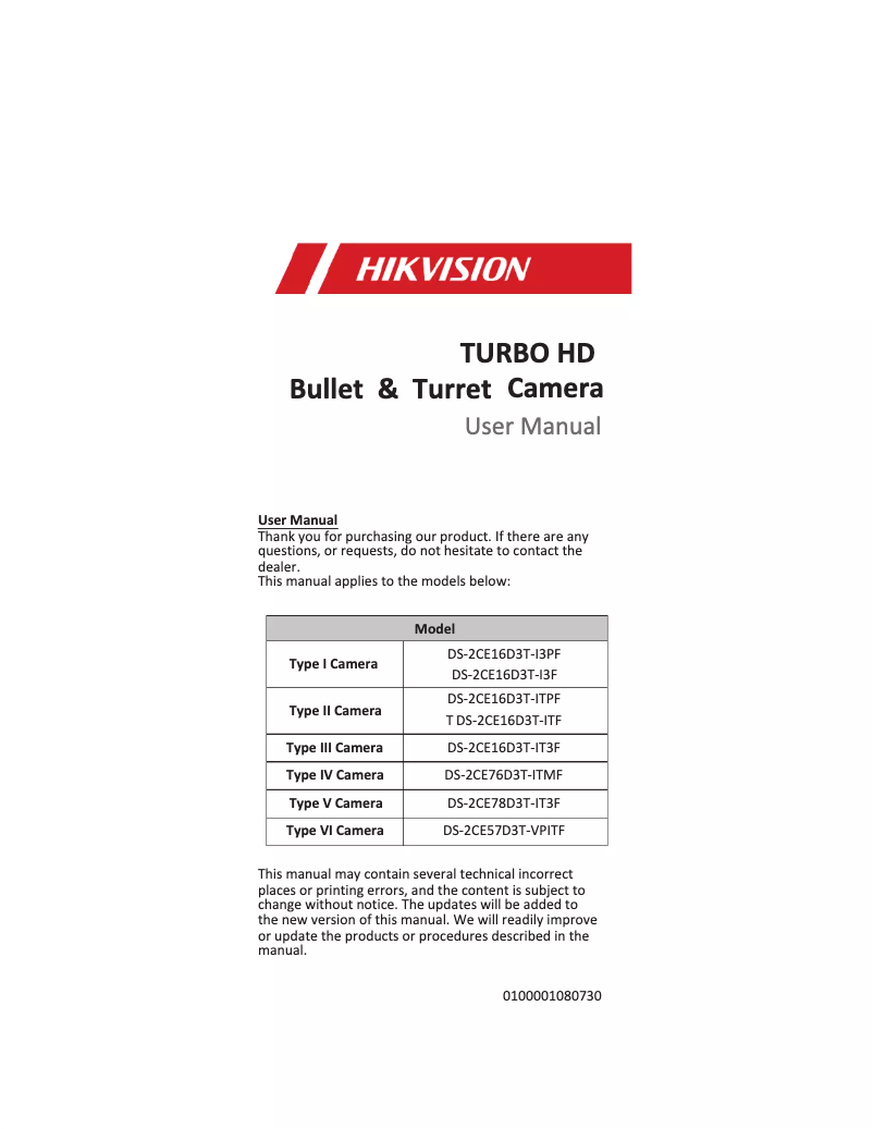 Página 1 del manual Manual de usuario Hikvision DS-2CE16D3T-IT3F