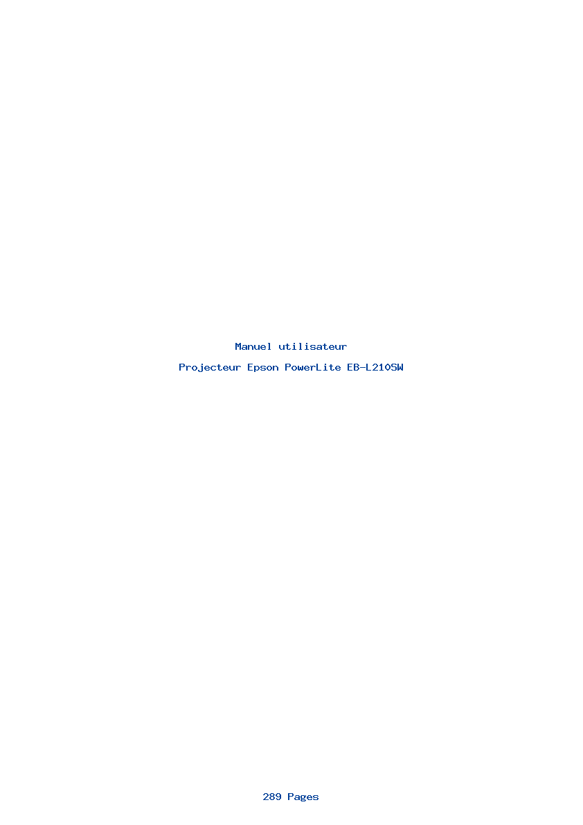 Page 1 de la notice Manuel utilisateur Epson PowerLite EB-L210SW