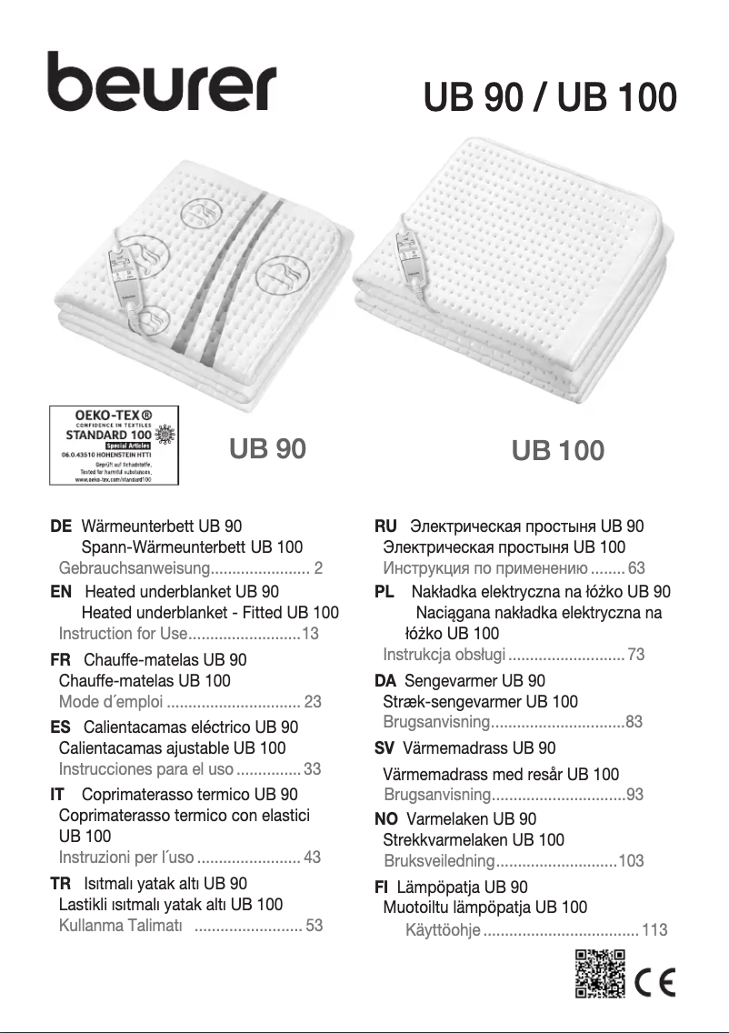 Page 1 de la notice Manuel utilisateur Beurer UB 100