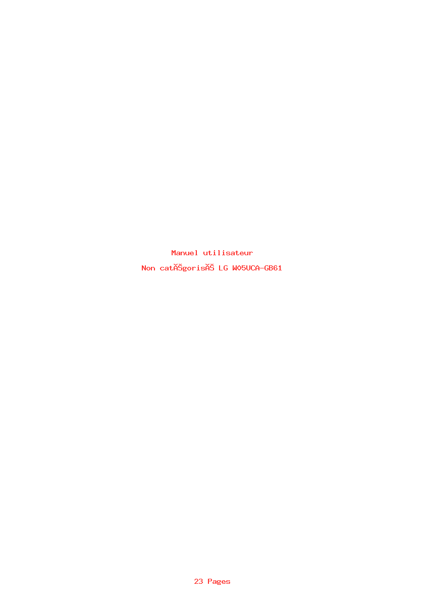 Page 1 de la notice Manuel utilisateur LG W05UCA-GB61