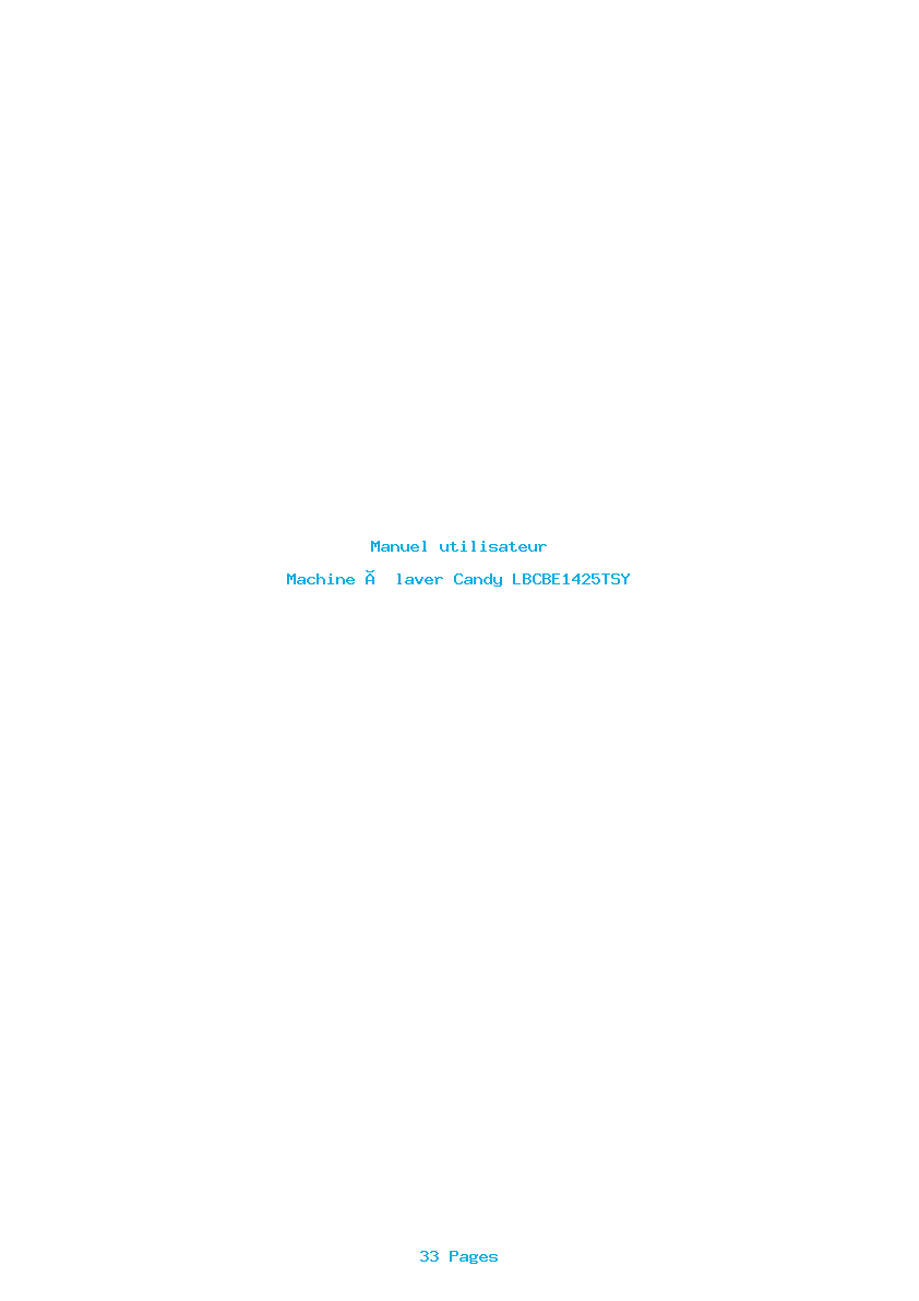 Page 1 de la notice Manuel utilisateur Candy LBCBE1425TSY