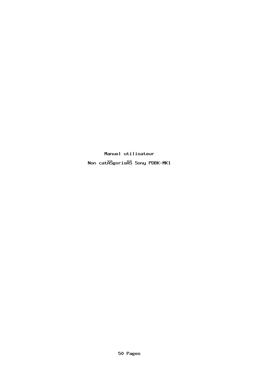 Page 1 de la notice Manuel utilisateur Sony PDBK-MK1