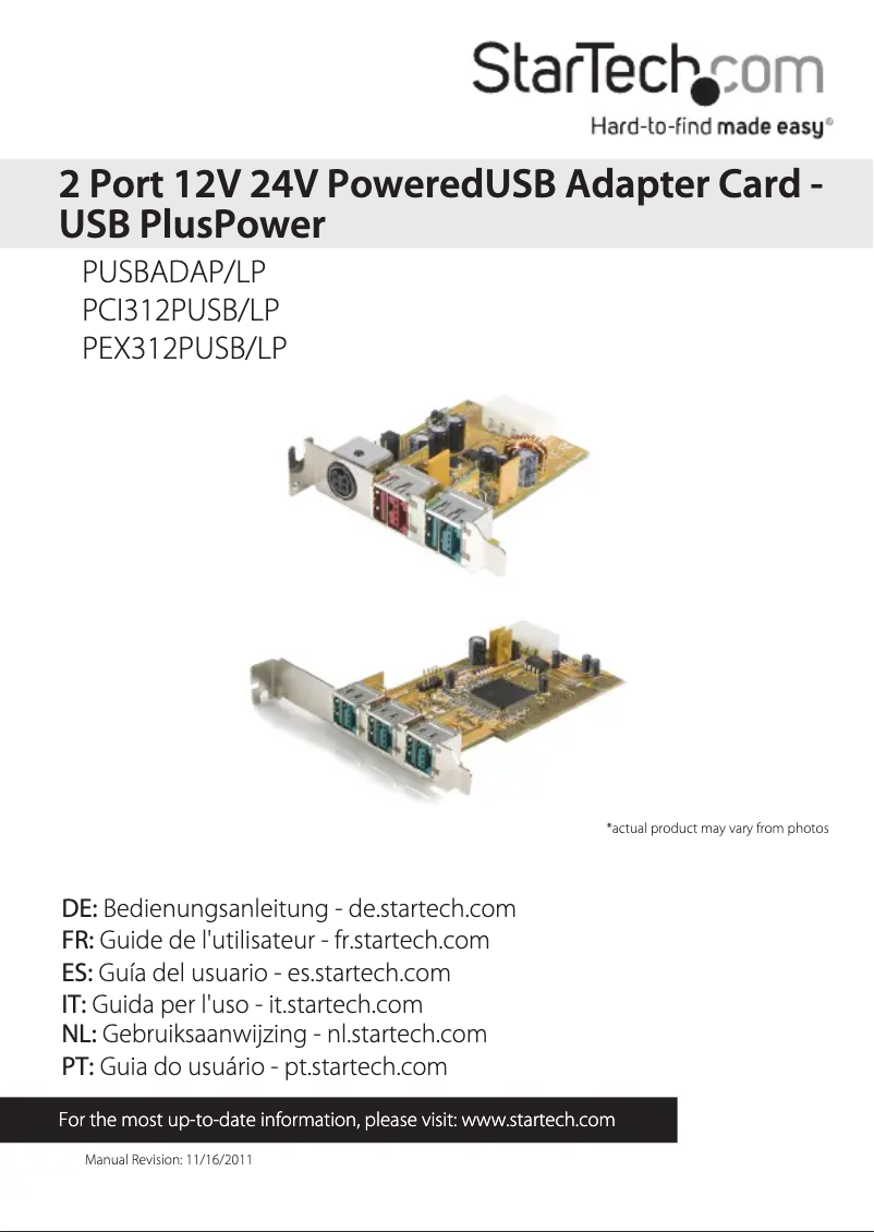 Page 1 de la notice Manuel utilisateur StarTech.com PEX312PUSBLP