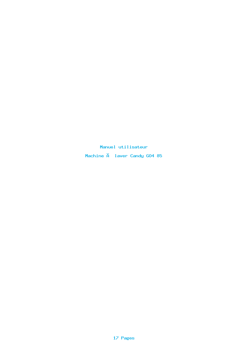 Page 1 de la notice Manuel utilisateur Candy GO4 85