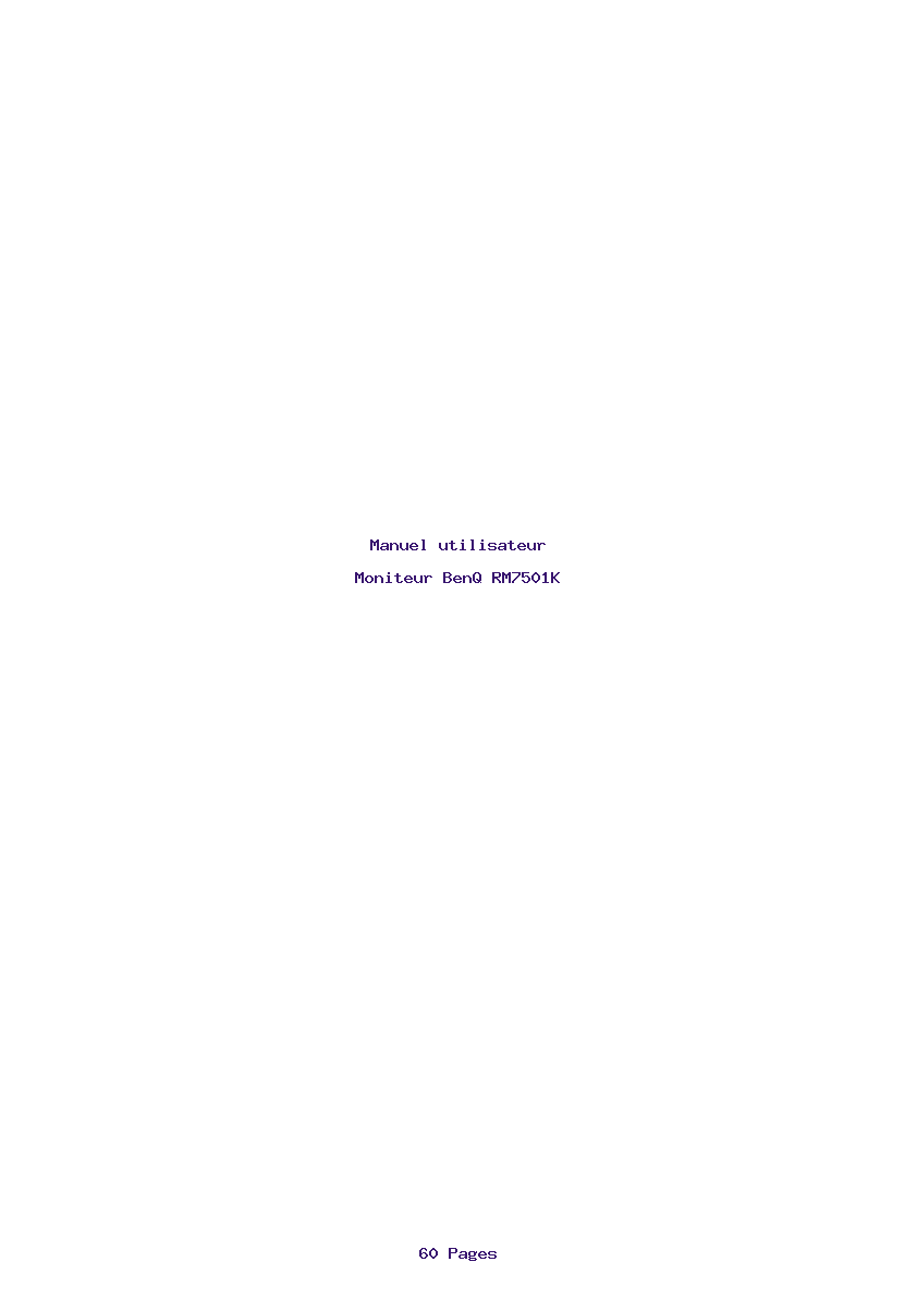 Page 1 de la notice Manuel utilisateur BenQ RM7501K