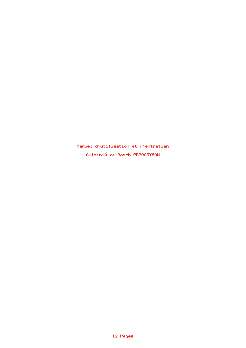 Page 1 de la notice Manuel d'utilisation et d'entretien Bosch PBP0C5Y80N