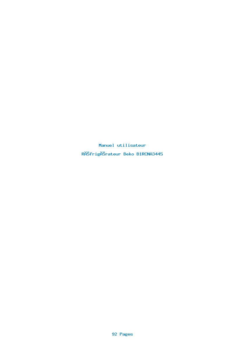 Page 1 de la notice Manuel utilisateur Beko B1RCNA344S