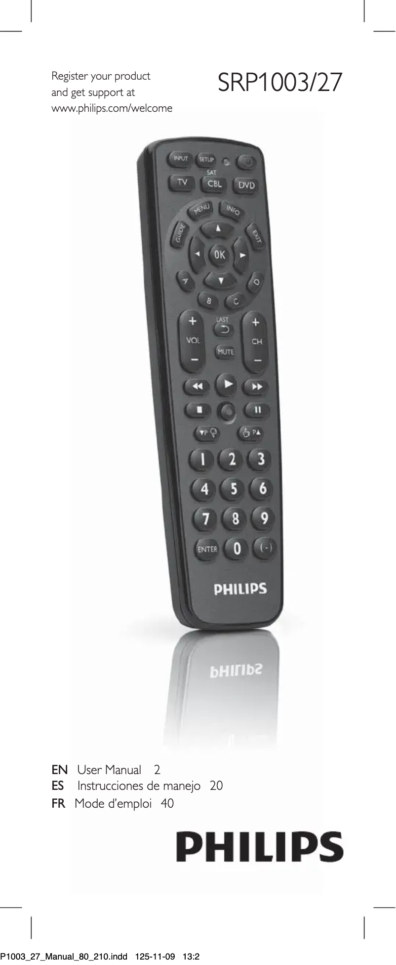 Page n°1 - Manuel utilisateur Philips SRP1003
