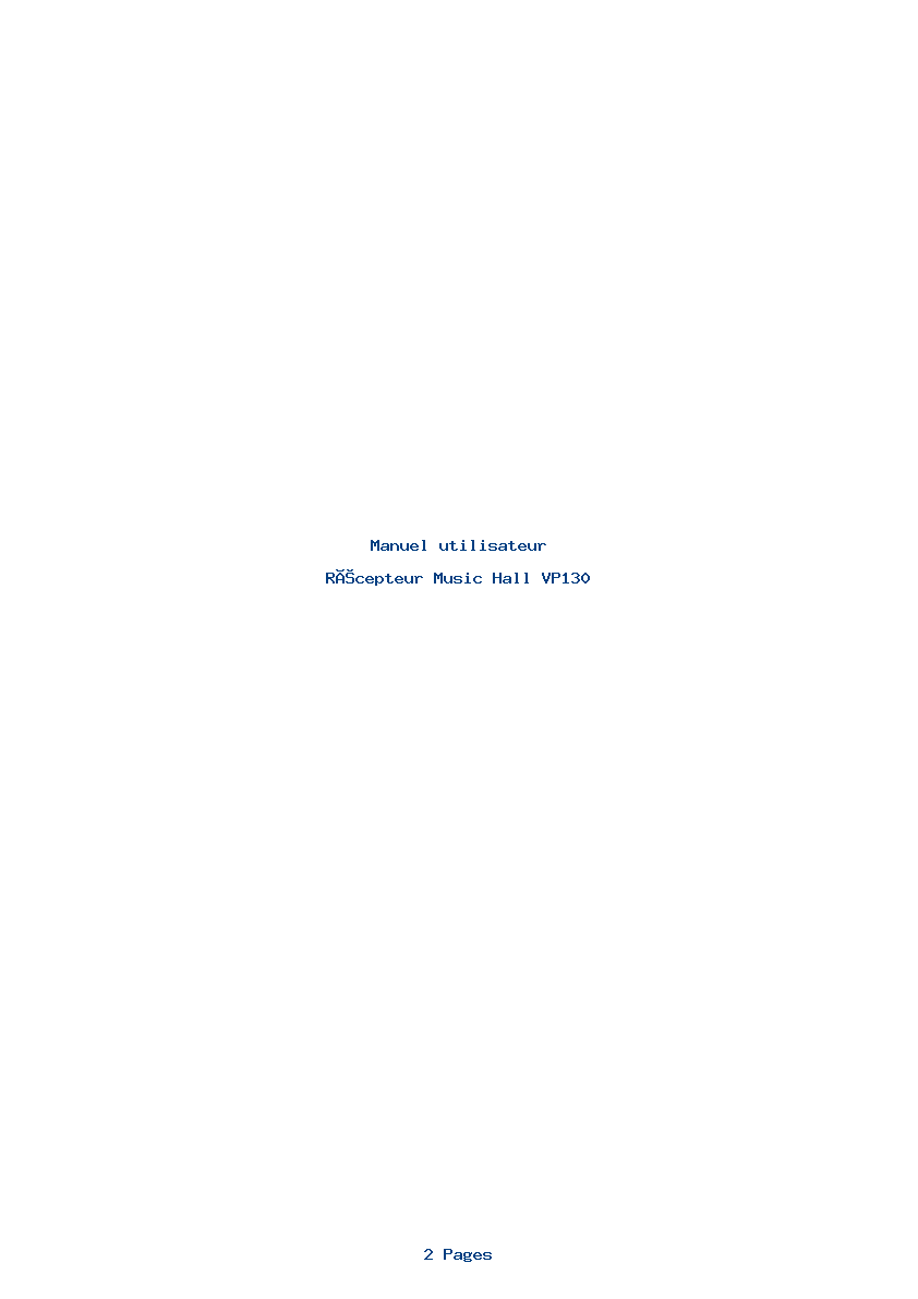 Page 1 de la notice Manuel utilisateur Music Hall VP130