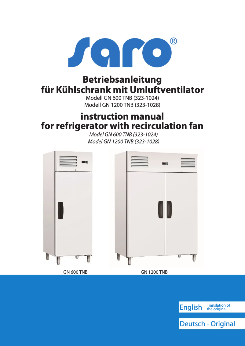 Page 1 de la notice Manuel utilisateur Saro GN 600 TNB