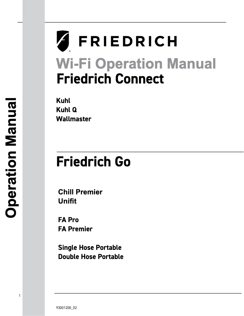 Page 1 of the manual User Manual Friedrich Uni-Fit UCT12B30A