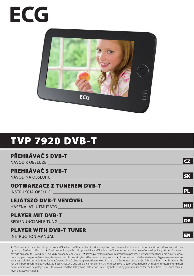 Page 1 de la notice Manuel utilisateur ECG TVP 7920