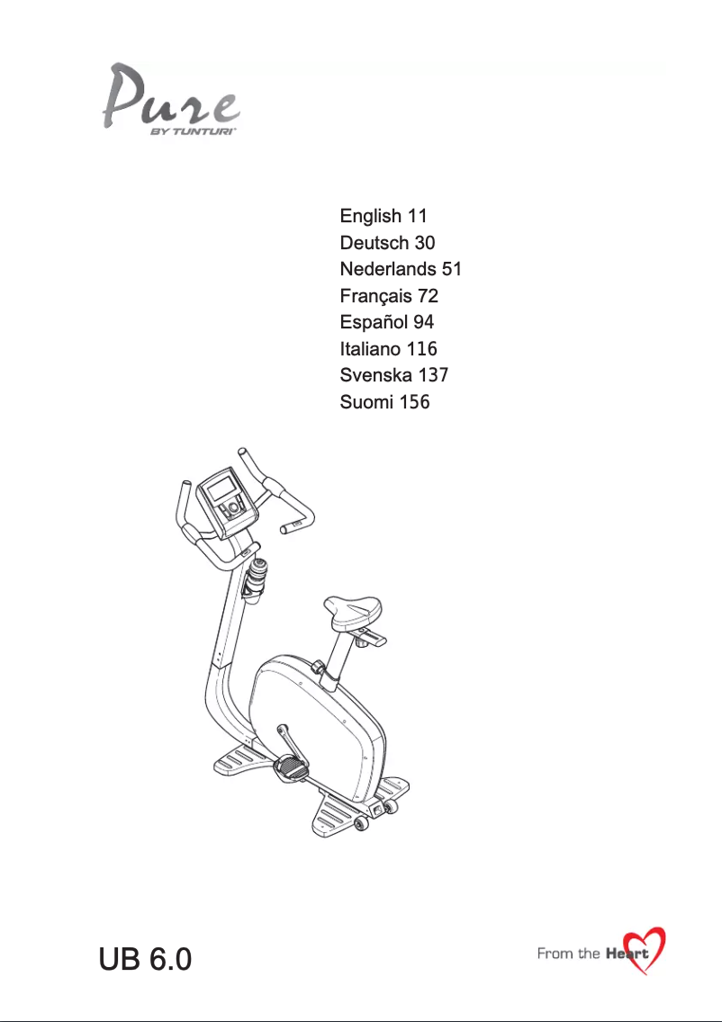 Page 1 de la notice Manuel utilisateur Tunturi Pure Bike 6.0 UB 6.0