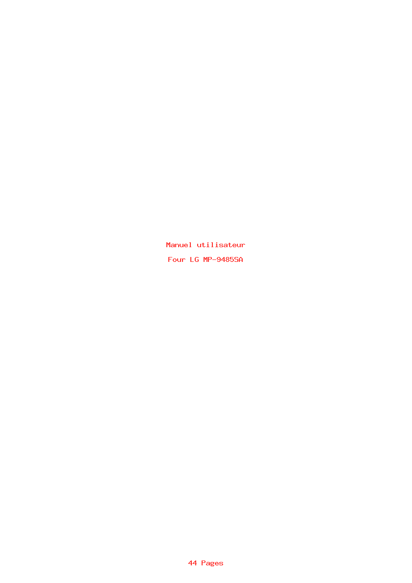 Page 1 de la notice Manuel utilisateur LG MP-9485SA