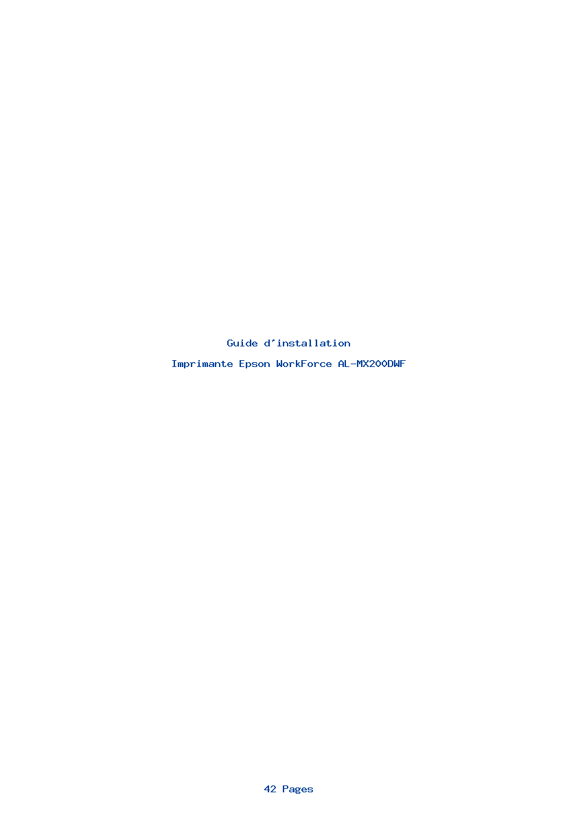 Page 1 de la notice Guide d'installation Epson WorkForce AL-MX200DWF