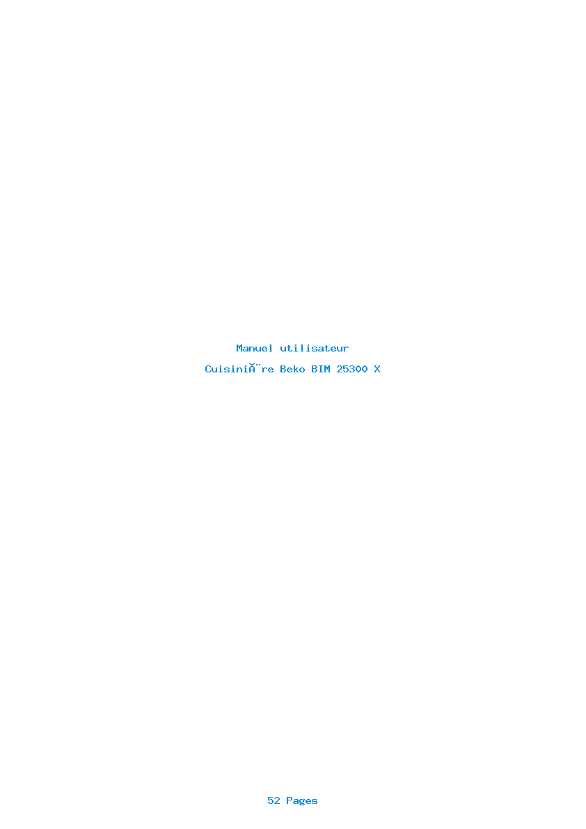 Page 1 de la notice Manuel utilisateur Beko BIM 25300 X