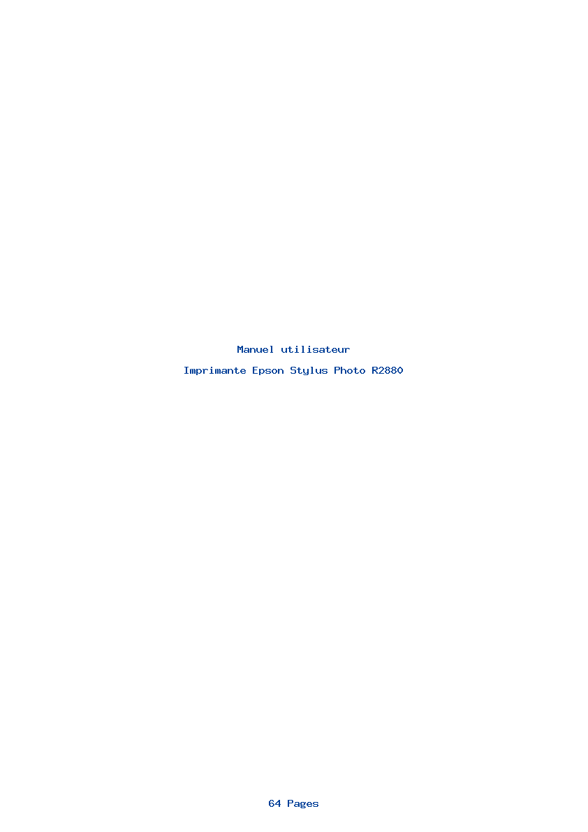 Page 1 de la notice Manuel utilisateur Epson Stylus Photo R2880