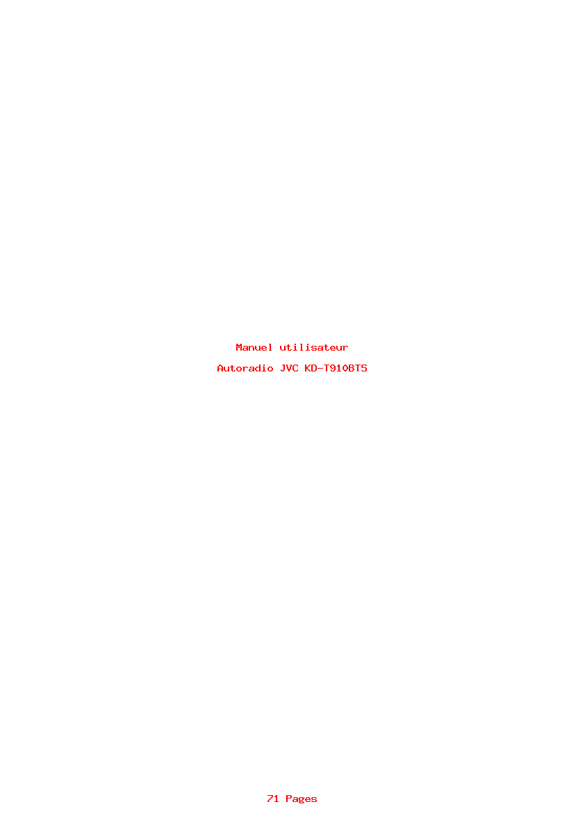 Page 1 de la notice Manuel utilisateur JVC KD-T910BTS