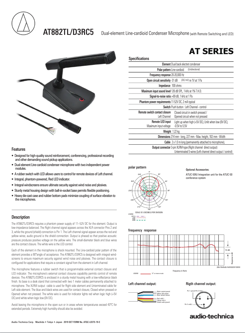 Page 1 de la notice Manuel utilisateur Audio-Technica AT882TL/D3RC5