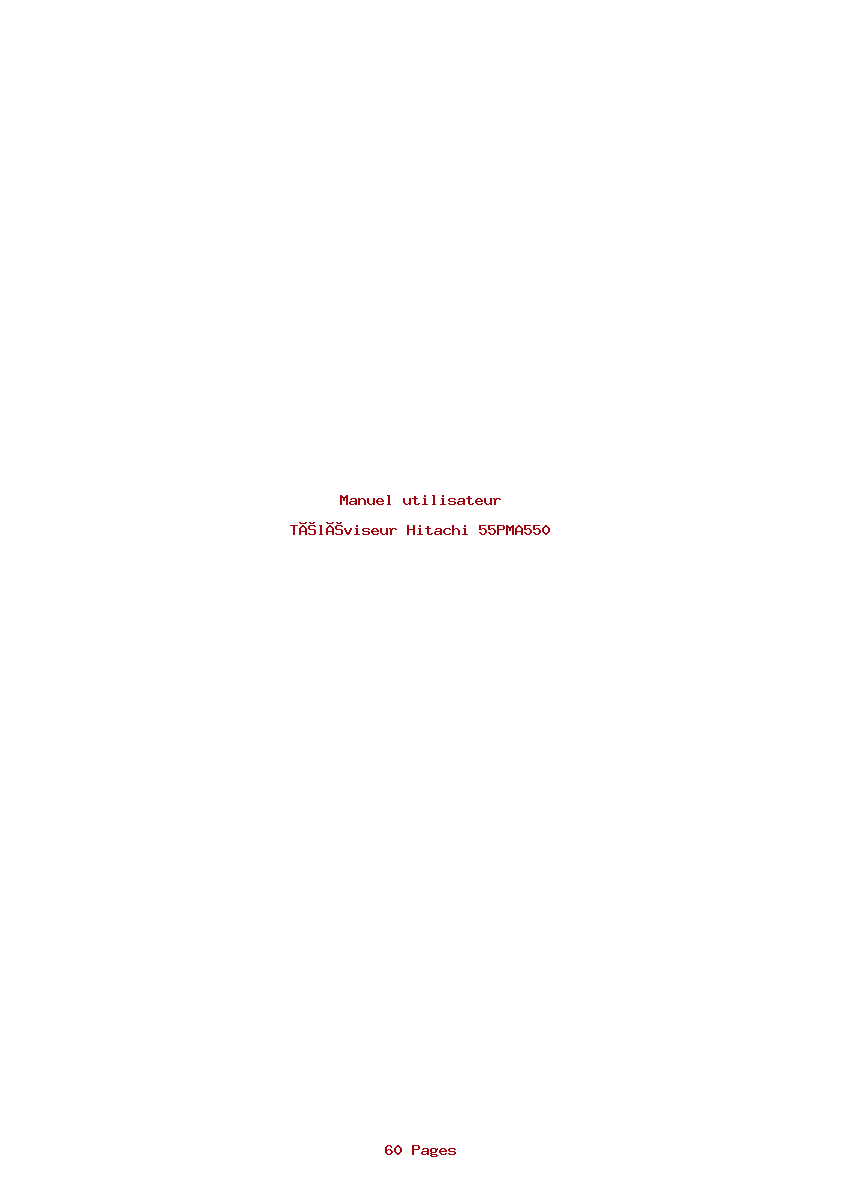Page 1 de la notice Manuel utilisateur Hitachi 55PMA550
