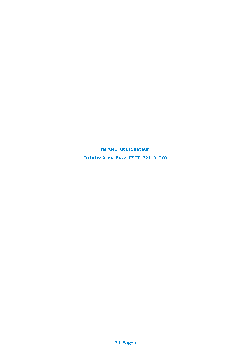 Page 1 de la notice Manuel utilisateur Beko FSGT 52110 DXO