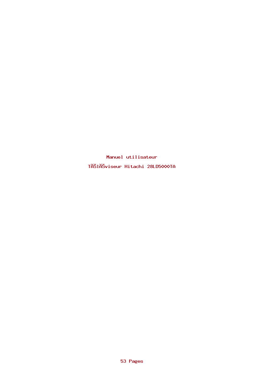 Page 1 de la notice Manuel utilisateur Hitachi 28LD5000TA