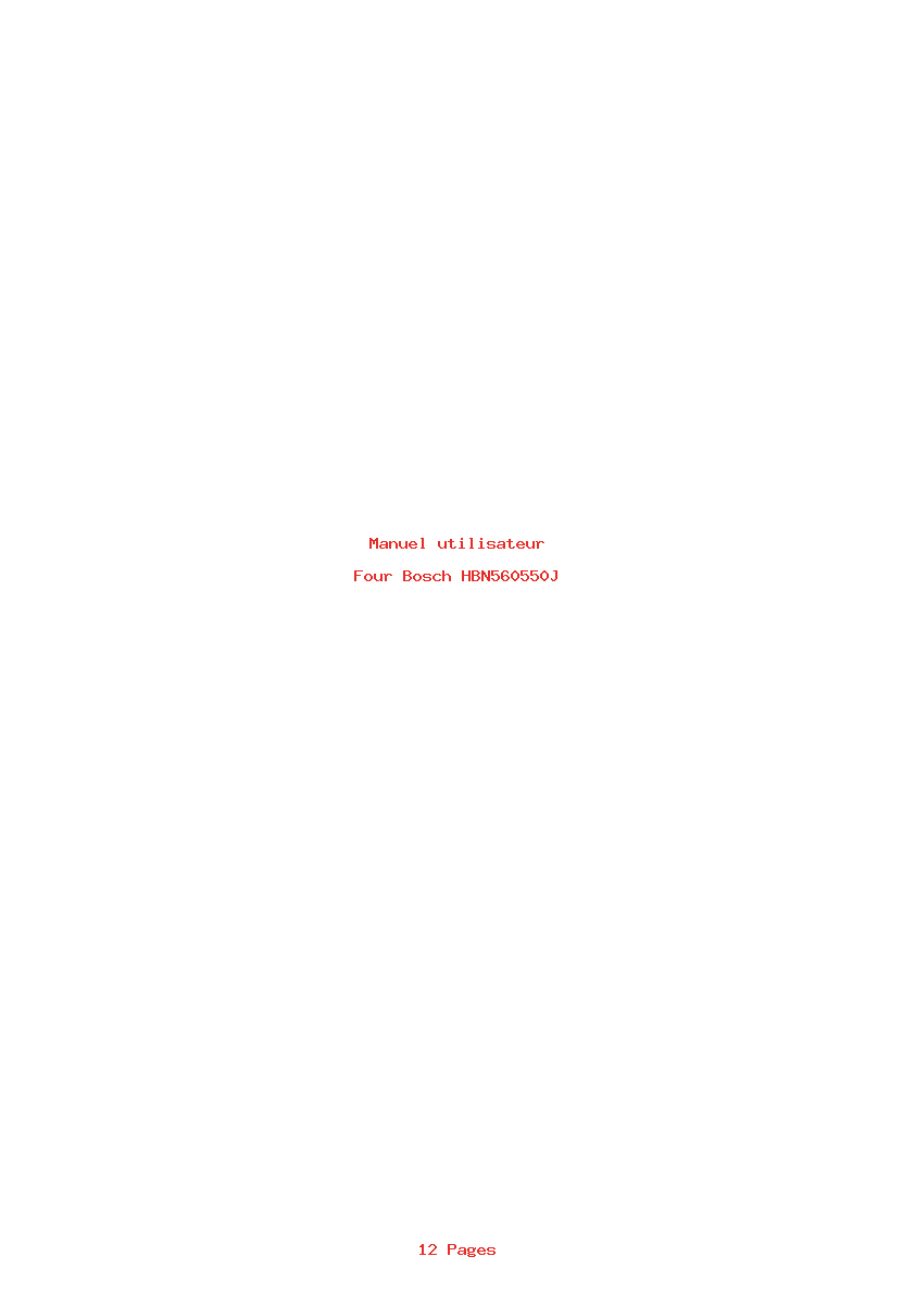 Page 1 de la notice Manuel utilisateur Bosch HBN560550J