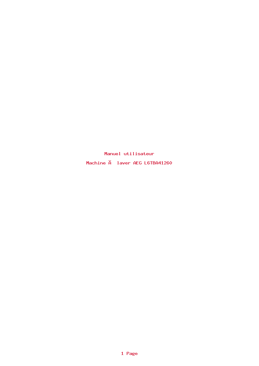 Page 1 de la notice Manuel utilisateur AEG L6TBA41260
