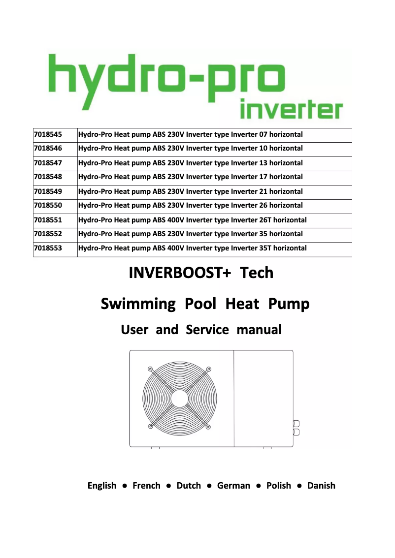 Page 1 de la notice Manuel utilisateur Hydro-Pro Inverter 07
