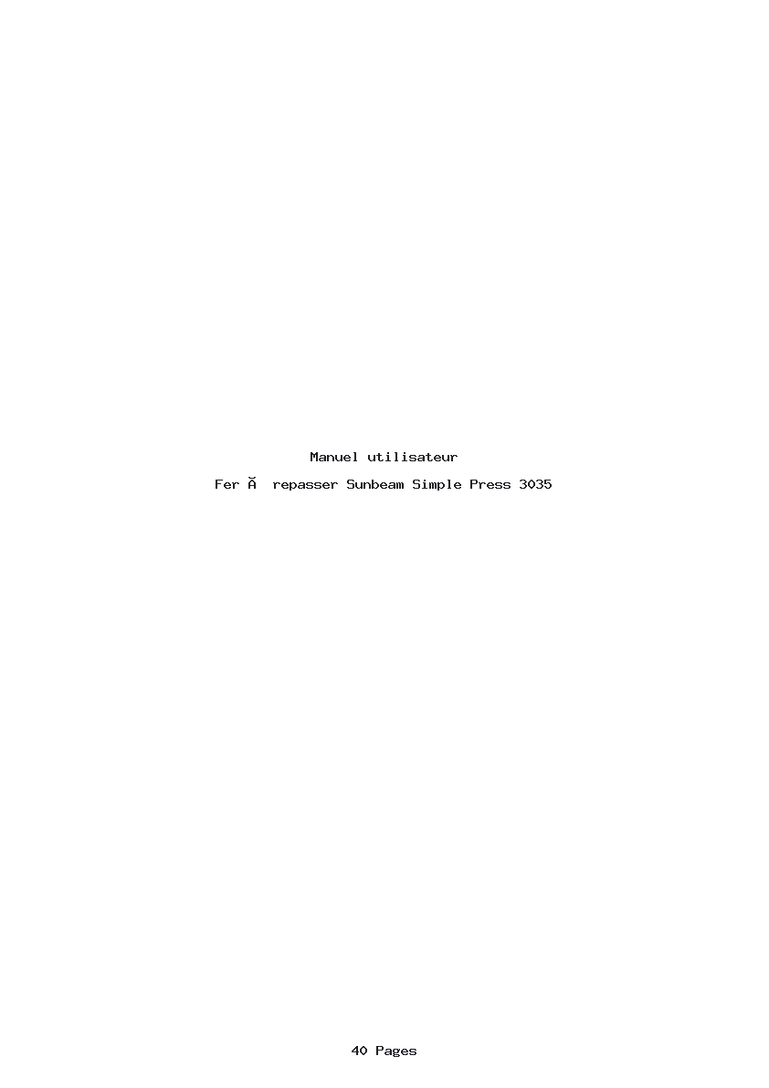 Page 1 de la notice Manuel utilisateur Sunbeam Simple Press 3035