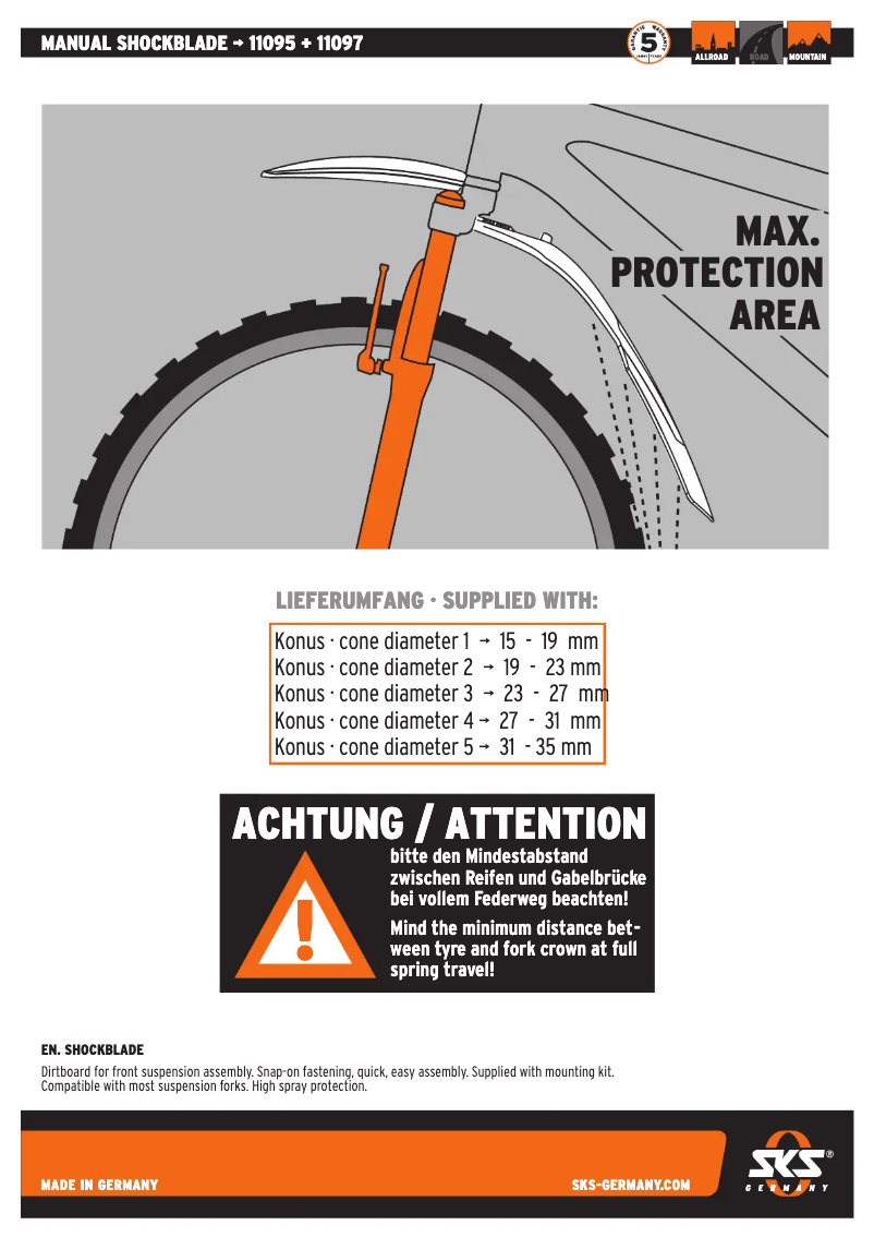 Page 1 de la notice Manuel utilisateur SKS SHOCKBLADE 29 ZOLL