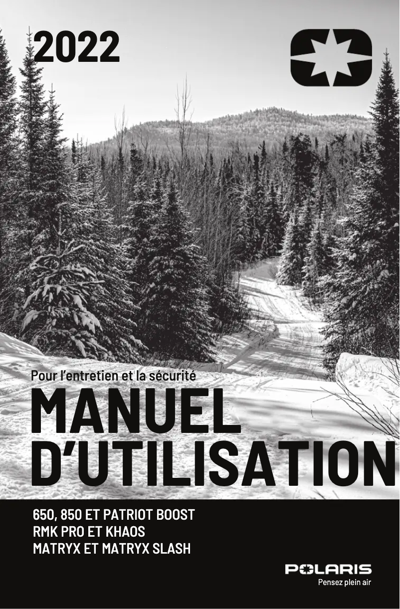 Page 1 de la notice Manuel utilisateur Polaris 850 RMK Khaos Slash 163 (2022)