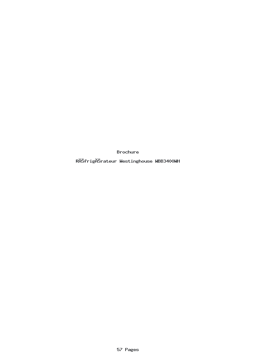 Page 1 de la notice Brochure Westinghouse WBB3400WH